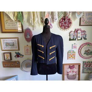 80's/90's vintage Mondi marching band military inspired navy cropped blazer